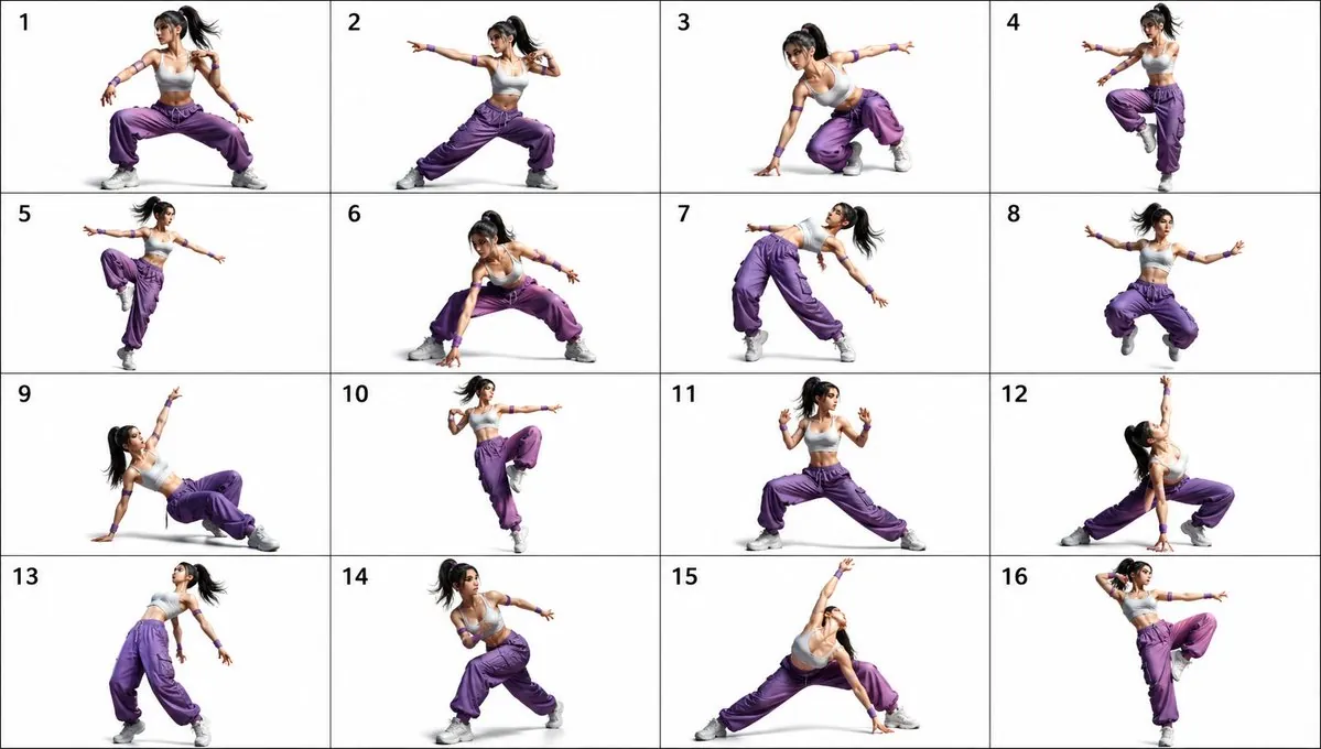 16-Pose Dance Combat Reference Sheet